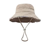 UBOHUZ Cappello Da Pescatore Pieghevole Estivo Dal Design Sfilacciato For Adolescenti Con Anti-uv Regolabile For La Famiglia Di Amici Per Escursionismo(Khaki)