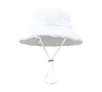 UBOHUZ Cappello Da Pescatore Pieghevole Estivo Dal Design Sfilacciato For Adolescenti Con Anti-uv Regolabile For La Famiglia Di Amici Per Escursionismo(White)