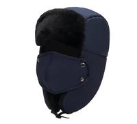 UBOHUZ Cappello da Pilota Invernale Uomo e Donna, Regolabile, Caldo Spesso, alla Moda, con paraorecchie Esterno per Caccia(Blue)