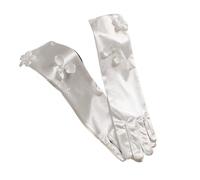 UBOHUZ Eleganti guanti da sposa principessa for la festa di nozze Accessori lunghi in raso Guanti formali sera Per Feste(White D)