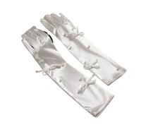 UBOHUZ Eleganti guanti da sposa principessa for la festa di nozze Accessori lunghi in raso Guanti formali sera Per Feste(White C)