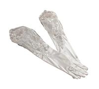 UBOHUZ Eleganti guanti da sposa principessa for la festa di nozze Accessori lunghi in raso Guanti formali sera Per Feste(White B)