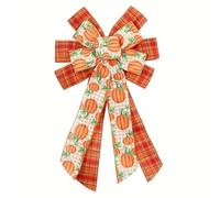 UBOHUZ Fiocco Grande for Ghirlanda del Ringraziamento, Motivo Scozzese con Stampa di Zucca, Decorazione for Albero di Natale Fai da Te per Ringraziamento