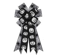 UBOHUZ Grande Fiocco di Halloween for Ghirlanda di Zucca, Fiocchi di Tela di Iuta Grigi e Neri, Puntale for Albero di Natale a Forma di Ragnatela, for Decorazioni for Feste per Ringraziamento