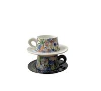 UBOHUZ Set di tazze e piattini in ceramica retrò con fiori ad acquerello da 2 pezzi, tazza da caffè e latte for il compleanno di Natale di una coppia Per Anniversario Matrimonio