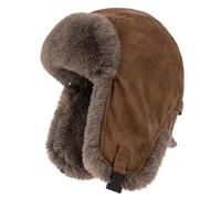 UBOHUZ SupSindy Cappello da Pilota Invernale Uomo, Esterno, for Motociclista, Antivento, Spesso, Caldo, in Pelliccia Sintetica, con paraorecchie, in Pelle, Termico per Caccia(Color 1)