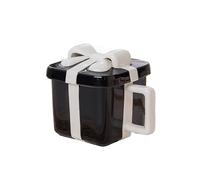 UBOHUZ Tazza da caffè in ceramica 2 pezzi colazione con farina d'avena al latte acqua calda for ufficio coperchio Coppia tazza Per Anniversario Matrimonio(Black)