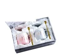 UBOHUZ Tazza in ceramica di marmo da 13,5 once Set di tazze da caffè Mr e Mrs for il fidanzamento dell'anniversario di matrimonio della sposa e dello sposo Per Anniversario Matrimonio(Pink Grey02)