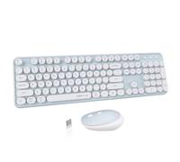 UBOTIE Colorful Computer Wireless Keyboard Mouse Combos, Typewriter Flexible Keys Office Full-Sized Keyboard, 2.4GHz Dropo.