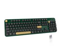 UBOTIE Tastiera wireless colorata a doppia modalità, Bluetooth e ricevitore USB, tastiera rotonda con tasti rotondi, supporto multi dispositivo per PC, laptop, tablet, telefoni (verde)