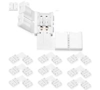 UBRAVE Connettore Strip LED,10 Pcs 2 Pin con Clip Fissaggio L-forma,Connettore a Nastro LED RGB 3528/2835 Raccordo Rapido per Luci di Striscia LED da 8mm,Saldatura gratuita,Connettori a LED supportano