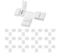 UBRAVE Connettore Strip LED,12 Pcs 4 Pin con Clip Fissaggio T-forma, Connettore a Nastro LED RGB 5050 Raccordo Rapido per Luci di Striscia LED da 10mm, Saldatura gratuita, Connettori a LED supportano