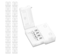 UBRAVE Connettore Strip LED, 20 Pcs 4 Pin con Clip Fissaggio Connettore a Nastro LED RGB 5050 Raccordo Rapido per Luci di Striscia LED da 10mm, Saldatura gratuita, Connettori a LED supportano