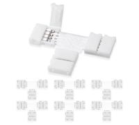 UBRAVE Connettore Strip LED, 6 Pcs 4 Pin con Clip Fissaggio T-forma, Connettore a Nastro LED RGB 5050 Raccordo Rapido per Luci di Striscia LED da 10mm, Saldatura gratuita, Connettori a LED supportano