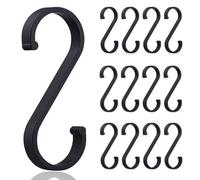 UBRAVE Ganci a S, 12 Pezzi Ganci a S Cucina Neri in Alluminio, Ganci a S in Metallo per Appendere Tazze, Pentole e Ciotole, Utensili da Cucina, Adatto per Cucina Soggiorno, Bagno, Giardino, Nero Opaco