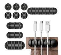 UBRAVE Organizer per la gestione dei cavi, 10 Pezzi Organizer a Clip per Cavo, Multifunzione Clip per Cavi per Cavi di Alimentazione, Cavi di Ricarica, Cavi per Mouse e Altri Cavi Compatibili, Nero