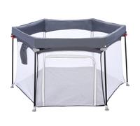 UBRAVOO Box per Bambini, Box per Bambini Esagonale Pieghevole, Robusto Box di Sicurezza Aggiornato per Bambini con Rete Morbida e Traspirante-Grigio