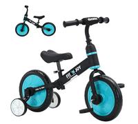 UBRAVOO Fit 'n Joy Bicicletta da Equilibrio 4 in 1 per Bambini, Ragazzi, Ragazze 2-5, con Pedali e Ruote da Allenamento, Giocattoli Equitazione da Trike a Bici, azzurro