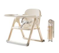 UBRAVOO Seggiolino portatile 3 in 1, seggiolone pieghevole regolabile con piatto per cena a doppio strato, seggiolone convertibile per bambini con Eat & Play da 6 mesi in su (Beige)