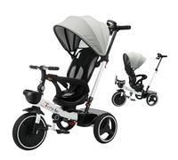 UBRAVOO Triciclo per Bambini, Triciclo per Passeggino 6 in 1 con Maniglia di Spinta Regolabile, Tettuccio Rimovibile, Imbracatura di Sicurezza per 18 Mesi - 5 Anni