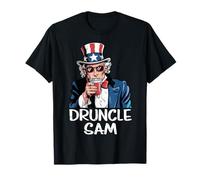 Ubriaco Stesso Divertente Zio Sam Bere Birra USA 4 luglio Maglietta