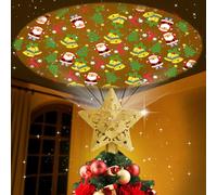 Ubrvhrt Puntale Stella Albero di Natale, Punta dell'Albero con Proiettore LED Rotante Incorporato, Tree Topper, Stella Albero Superiore, Cima dell'Albero a Stella Decorazione per l'albero di Natale
