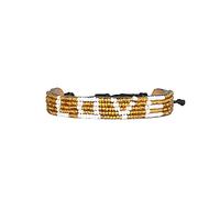 Ubuntu Life Love - Braccialetto in pelle con perline di vetro, fatto a mano, con chiusura scorrevole e vera pelle, impilabile, stile bohémien, per donne e uomini, Misura unica, Pelle, blu-ambra