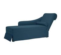 UBVNFGMK Chaise longue in velluto con cuscino cervicale e bracciolo destro, colore blu, schiuma altamente elastica per una seduta confortevole, versatile in soggiorno o camera da letto