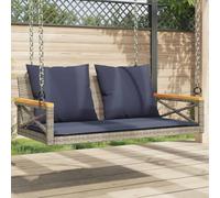 UBVNFGMK Panca a dondolo da giardino con cuscino, in rattan sintetico, 109 x 62 x 40 cm, con cuscini imbottiti spessi e anelli di fissaggio, telaio in acciaio verniciato a polvere