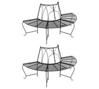 UBVNFGMK Set di 2 panche semicircolari in acciaio, diametro 159 cm, colore nero, per giardino, terrazza, cortile, panca sotto l'albero, per ombra naturale e seduta elegante