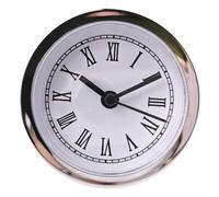 Ubxvamm Piccolo movimento al quarzo per orologio da 60 mm con numeri romani rotondi argentati inserto per orologio da parete di ricambio