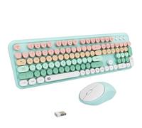 Ubxxziy Set tastiera e mouse wireless da 2,4 GHz con pulsante interruttore, tastiera full-size, compatibile per Windows/laptop/PC/notebook/Smart TV e altro ancora, blu colorato