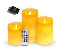 UCAMP 3 Pezzi Candele Led,Candela Led Finte,Candele Batteria,Candele Senza Fiamma Pilastro,Candele Led Con Telecomando,Candele Led Fiamma Oscillante,per Compleanno,Festa,Matrimonio,Hotel
