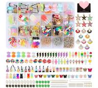 UCAMP 394 Charms Set di Pendenti,Ciondoli per Collane Fai Da Te,Ciondoli per Creazione di Gioiell,Charms Farfalla Ciondolo Bubble Tea Portachiavi Orso Gommoso Orecchini Regalo Fai Da Te