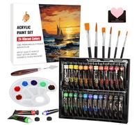 UCAMP 41 Pcs Set di Pittura Acrilica,Colori Acrilici per Dipingere,24 Tubi 12ml Atossici Set di Colori Acrilici,Viene fornito con 12 pennelli e 1 tavolozza,2 tele e una spatola,Per Bambini e Adulti