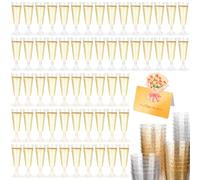 UCAMP 60 Flute da Champagne,Bicchieri Vino150ml,Trasparenti,Resistenti e Riutilizzabili,Bicchieri da Champagne con Glitter Dorati e argento,Eleganti Calici per Feste,Compleanni,Matrimoni