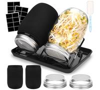 UCAMP Barattolo Germogliatore Set 10pcs,Kit per germogliare i semi,Barattoli per Germogliamento di Semi,Barattoli Germinazione con Vaschette di Germinazione per Broccoli, germogli e Semi