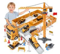 UCAMP Camion da Cantiere Giocattolo per Bambini,Cantiere Bambini Giocattoli,Veicoli da Cantiere,Set Veicoli da Costruzione,Giocattolo per Bambini 3+ Anni, Regalo di Compleanno per Bambini
