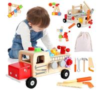 UCAMP Cassetta Attrezzi Bambini Giochi in Legno,Cassetta Attrezzi Legno,Camion Giocattolo Cassetta Attrezzi Bambini,Attrezzi da Lavoro Bambini,Giochi in Legno per Bambini Ragazzo Ragazza 2 3 4 Anni