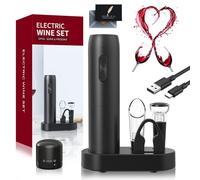 UCAMP Cavatappi Elettrico per Vino,Apribottiglie Elettrico Ricaricabile 8 in 1 Set Regalo,Cavatappi Automatico con Tagliacapsule,Versatore,Tappo Vino,Base,Cavo USB,Regalo per Gli Amanti del Vino