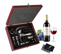 UCAMP Cavatappi,Set Apribottiglie,Set 11 Accessori per Vino da Sommelier,Apribottiglie Manuale,Scatola di Legno Accessori per Il Vino Set Regalo,Set di cavatappi per gli amanti del vino