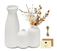 UCAMP Ceramica Vaso 3 Set,Vasi Deco,Vasi in Bianca,Fiori Moderno in,Cordone Di Iuta Decorativi Per Fiori,Di Erba Pampa Secchi Vaso,Design Moderno Elegante Classici Camino,Cucina,Scrivania,Soggiorno
