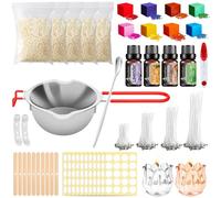 UCAMP Kit per Fabbricazione Candele,Kit Candele,Kit Candele Fai Da Te per Principianti include 5 confezioni di cera di soia,1 crogiolo e 200 stoppini etc 2 graziosi stampini Kit per Fare Candele
