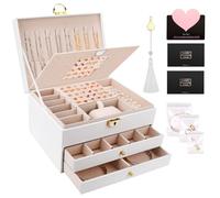 UCAMP Porta Gioielli a tre strati,Scatola Portagioie,portagioie da viaggio per gioielli per collane,orecchini,braccialetti e anelli,con chiavi e serrature.Adatto sia per le ragazze che per le signore