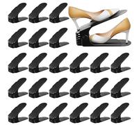 UCAMP Portascarpe,Set di 24 Organizer Scarpe Salvaspazio,Scarpiera Regolabile,Porta Scarpe in Plastica Durevole,Slot Scarpea Doppio Strato,Scarpiera con Quattro Altezze in Altezza(Nero)