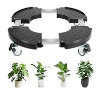 UCAMP Portavasi di Dimensioni Regolabili 40-48cm,Rullo per Piante con Ruote Girevoli a 360°,capacità Massima di Carico 300KG,sottovaso con Ruote da Interno ed Esterno,Resistente alle Intemperie,Nero