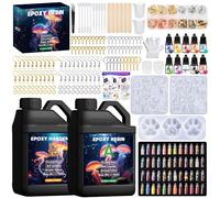 UCAMP Resina Epossidica Trasparente 1020 ml - Kit Completo 1:1 Con Glitter per Principianti - Creazione di Gioielli, Pendenti per Collane, Fai da Te
