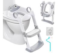 UCAMP Riduttore wc per bambini,Riduttore wc Bambini, Scaletta WC per Bambini Pieghevole, Pieghevole Regolabile in Altezza, con PVC Morbida Seduta Imbottita, pedana antiscivolo anti-spruzzo,per V,U,O