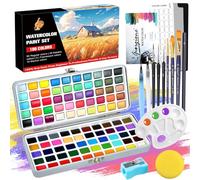 UCAMP Set Acquerelli Professionali 100 Colori in Scatola Portatile, Set Di Pittura Con Pennello e Carta, Da Viaggio