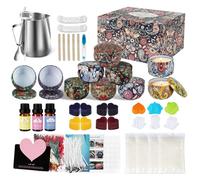 UCAMP Set Candele Fai Da Te,Kit per Fabbricazione Candele DIY con 480g di Cera d'Api,10 Contenitori per Candele,Oli Essenziali,Blocchi di Colore,Pentola per Fusione,Stoppini,accessori per candele,ecc